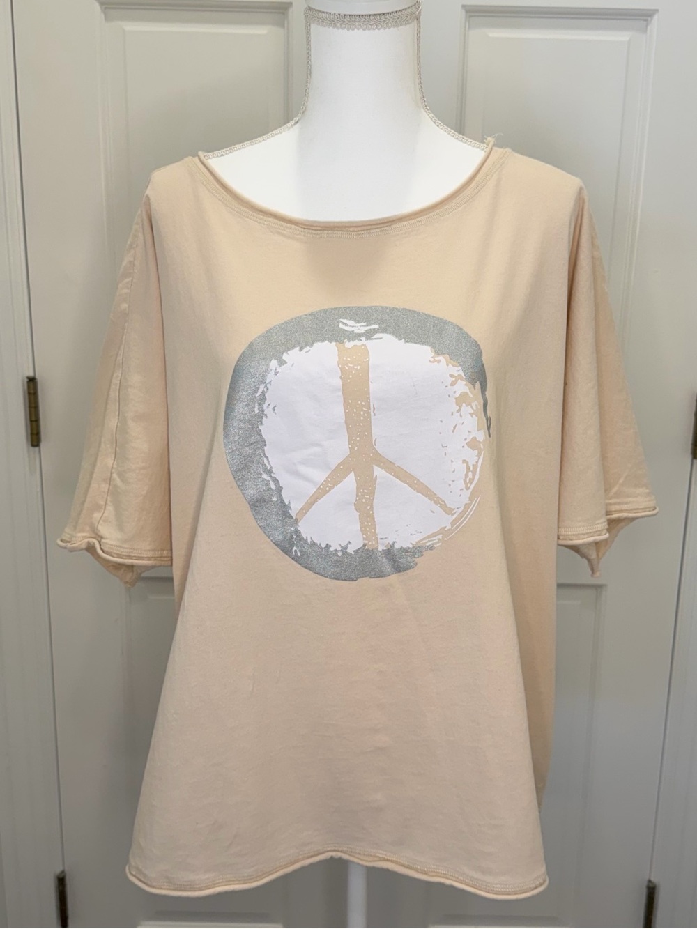 Oversized Peace Sign Graphic Tee Size 3XL Plus Boho Festival Summer